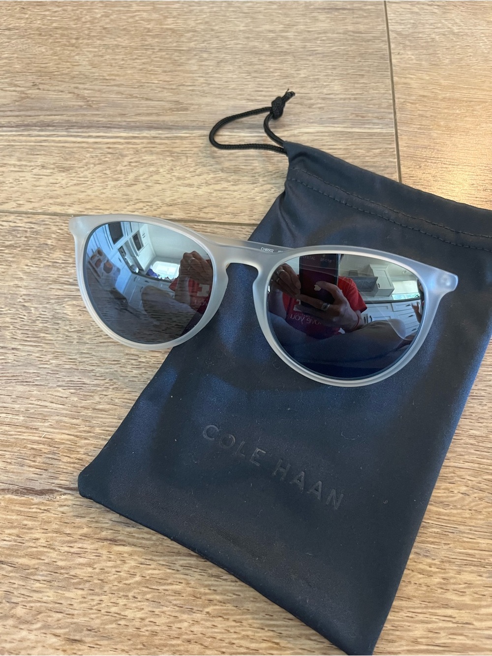 Cole Haan Frosted Gray Frame Sunglasses with Mirrored Lenses